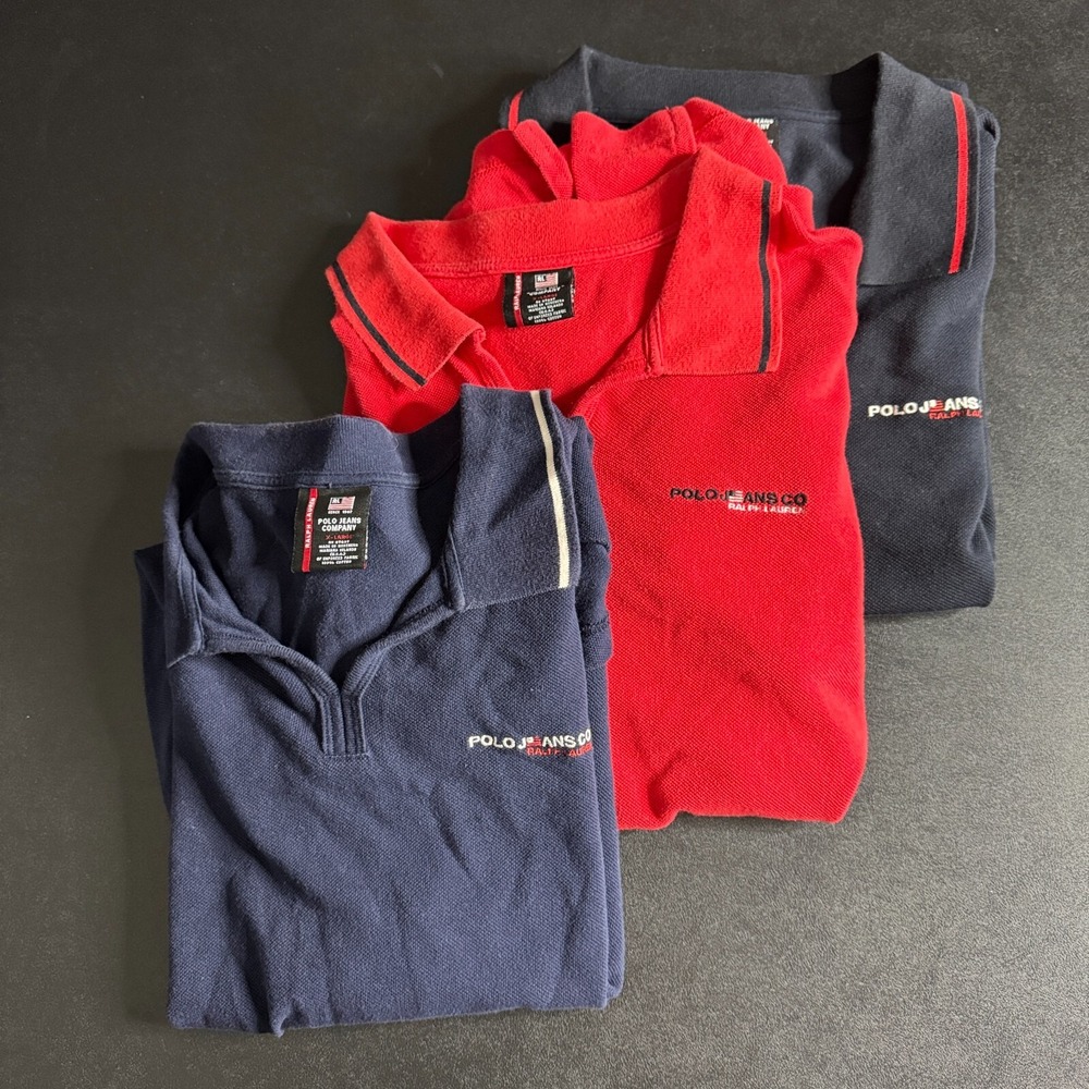 Vintage Polo Jean Company Shirt (Lt of 3) Mens Polo Solid‎ XL Cotton